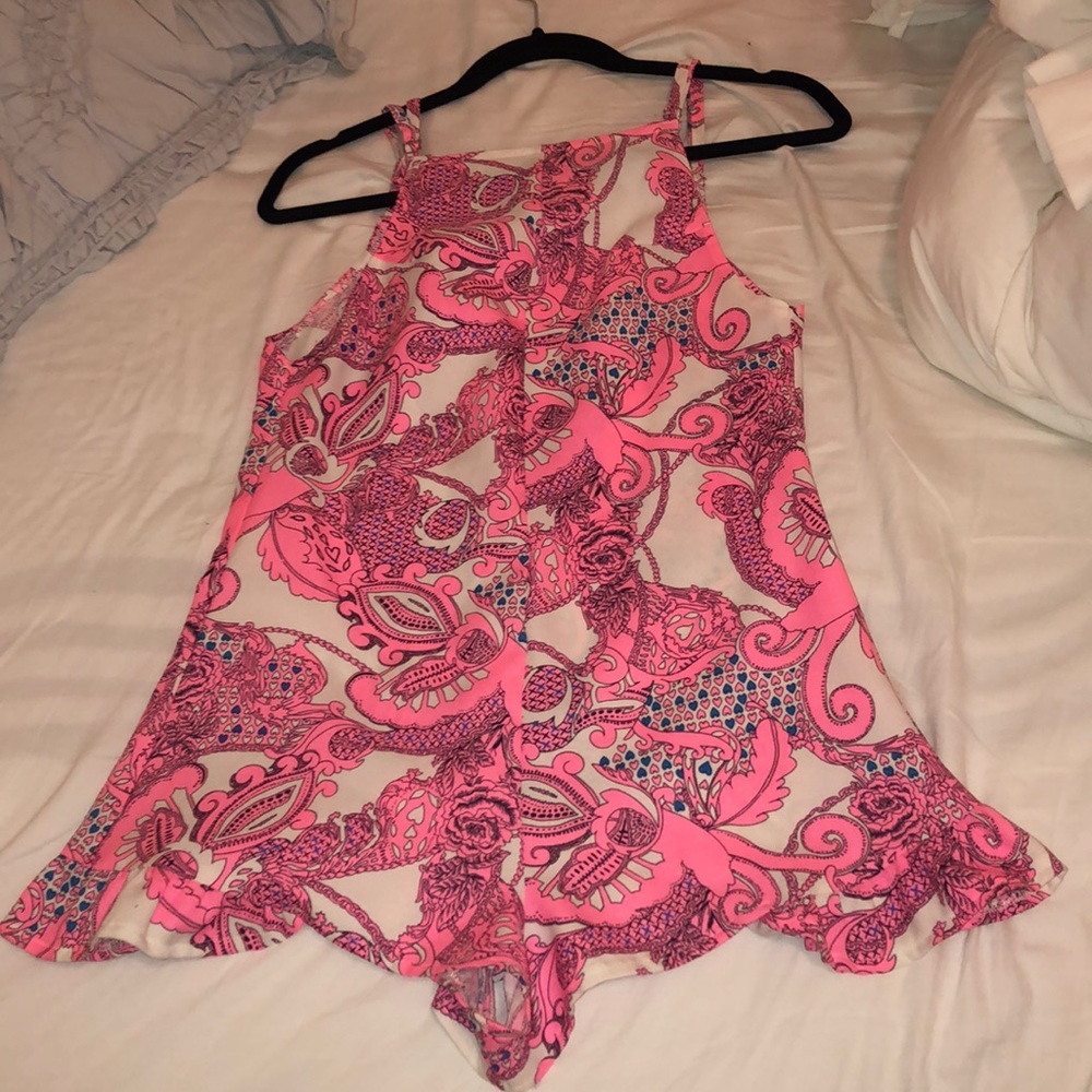 AKIRA patterned open back romper